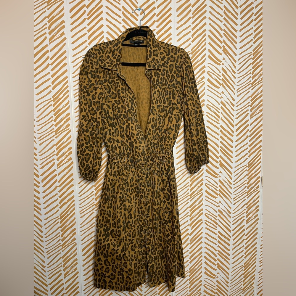 Ashley Stewart Brown Leopard Long Sleeve Dress